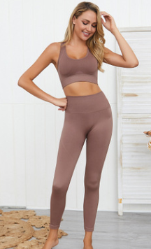 Seamless Knitted Yoga Set for Women with Vest
